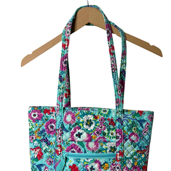 Vera Bradley Disney Small Vera Tote Handbag Little Mermaid Ariel Floral Blue - Picture 3 of 14